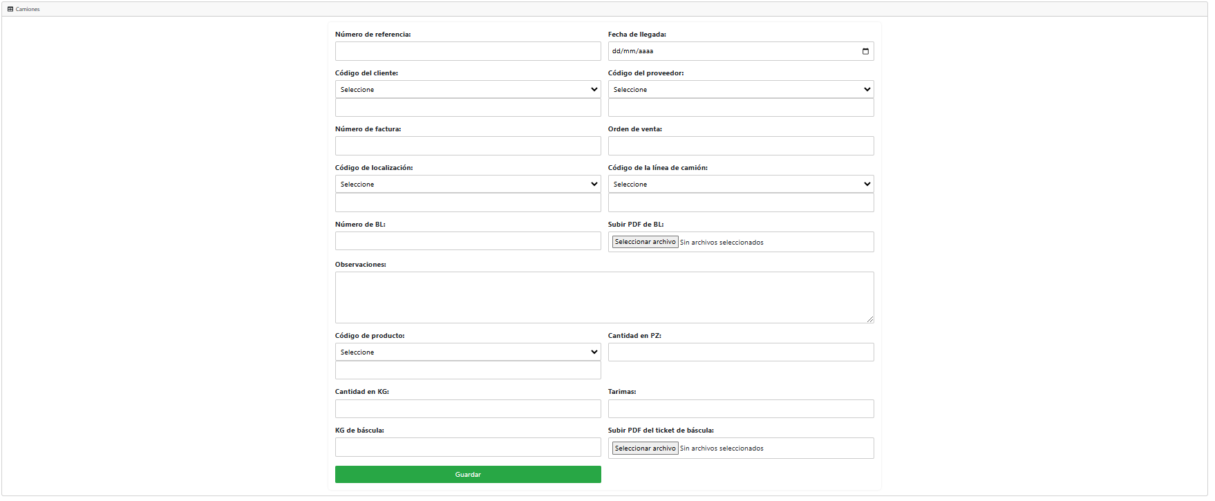 Registro de embarques